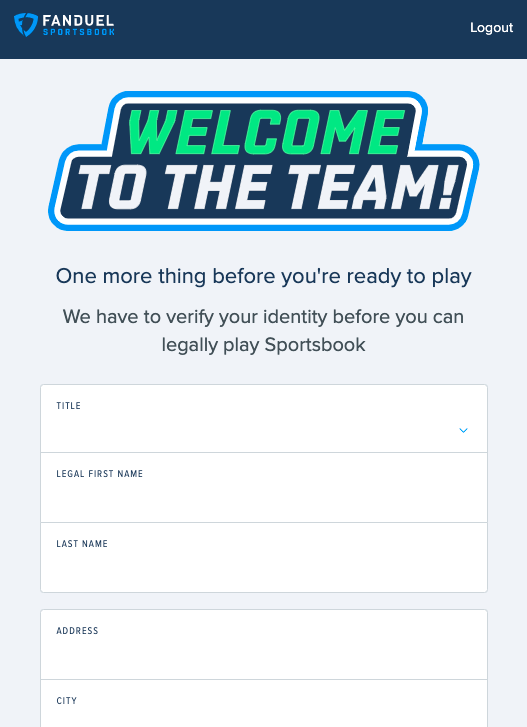 Part of the FanDuel Sportsbook registration process.