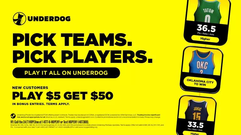 Underdog promo code DIMERS â NBA Playoffs 2026 deposit match and $50 bonus offer