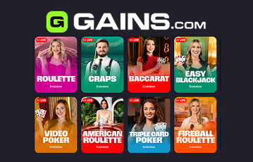 gains casino live games